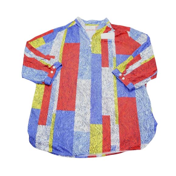 Old Pueblo Traders Shirt Womens M Multicolor Quarter Sleeve Blouse Button Collar - Picture 1 of 16